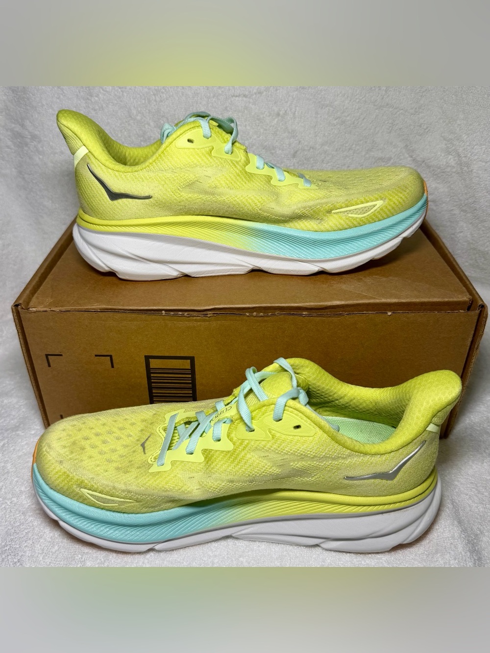 Hoka One One Women's Running Shoes - Yellow with Aqua Trim